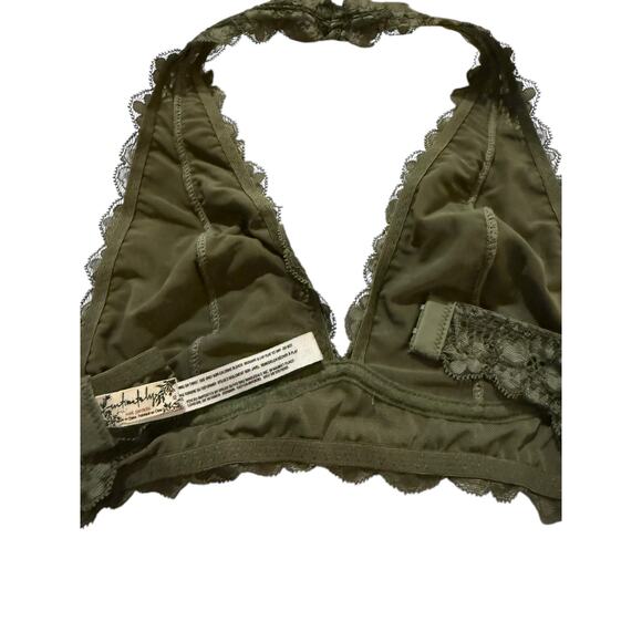 Free People Intimately Lace Halter Bralette Olive Green Size XS - Picture 4 of 5